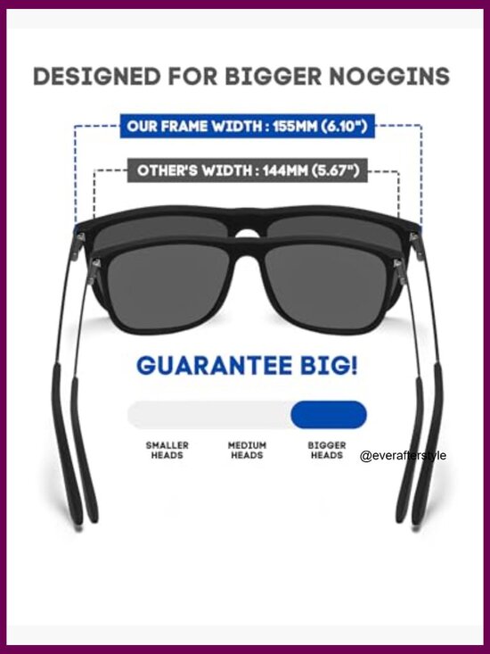 TR90 Frame Polarized Square Sunglasses for Large Heads UV400 Protection main image 5
